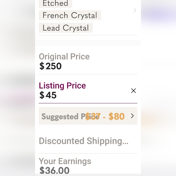 French heavy Crystal Frosted Etched hexagonal cutstemware large goblets - Picture 8 of 8